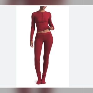 SKIMS Cotton Rid Henelty & Red Long Sleeve Top set